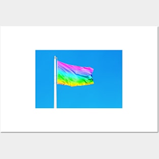 Rainbow flag waving on the wind Posters and Art